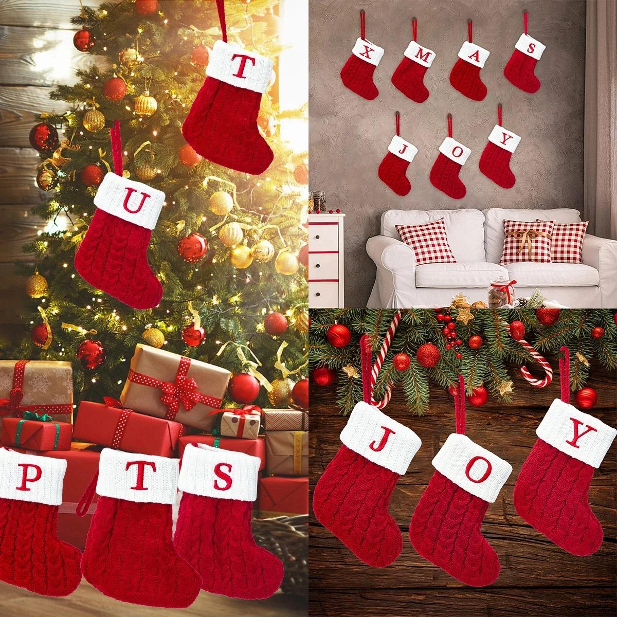 Calcetines Colgantes de Punto con Letras para Arbol de Navidad - Imagen 4