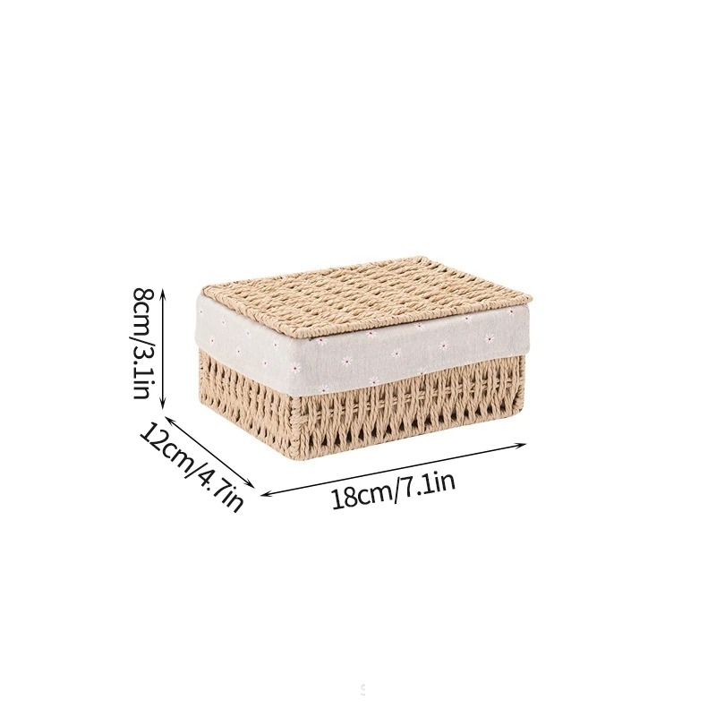 Cestas de almacenamiento tejidas con tapa - Imagen 2